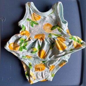 Carter's Lemon Print Ruffle tank top  - Yellow & Green on Light Blue